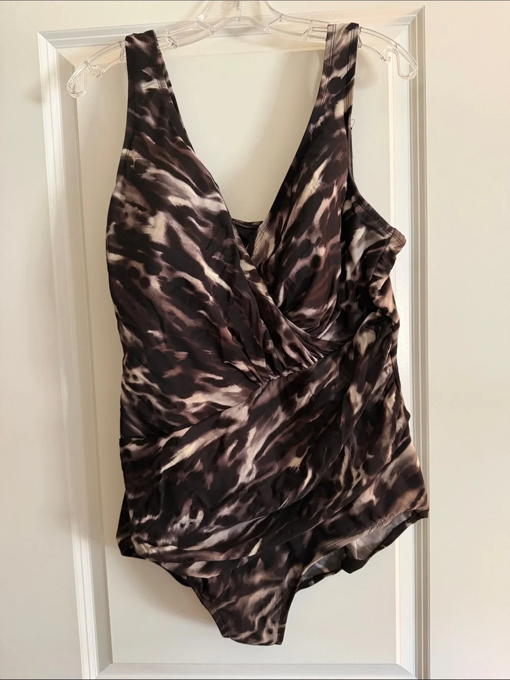 Miraclesuit One-Piece Swimsuit in Black and Cream Abstract Print